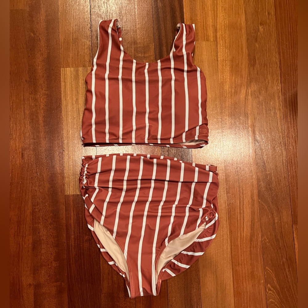 Albion Fit Game Changer Swim Crop Top and matching Ruched High-Waist Bottom